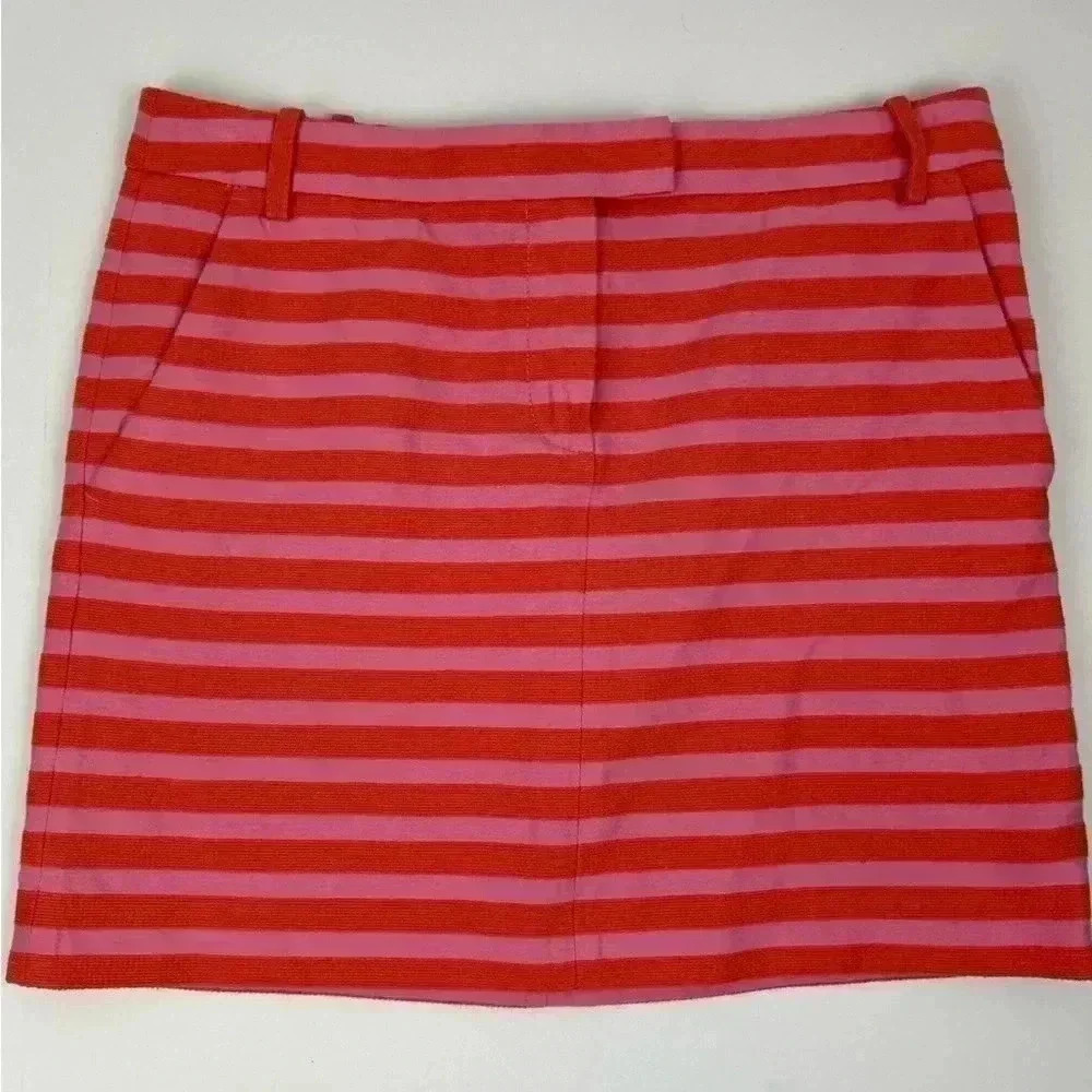 J.Crew Gorgeous Salmon & Pink Stripe Mini Skirt- size 6